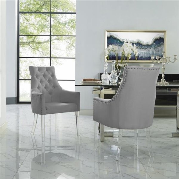 Posh Living Posh Living DC53-03LG2-UE Colton Linen Acrylic Leg Dining Chair; Light Grey - Set of 2 DC53-03LG2-UE